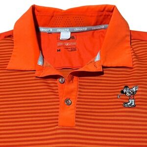 Adidas ClimaChill Disney Mickey Golf Polo Shirt Men's MEdium Orange Striped
